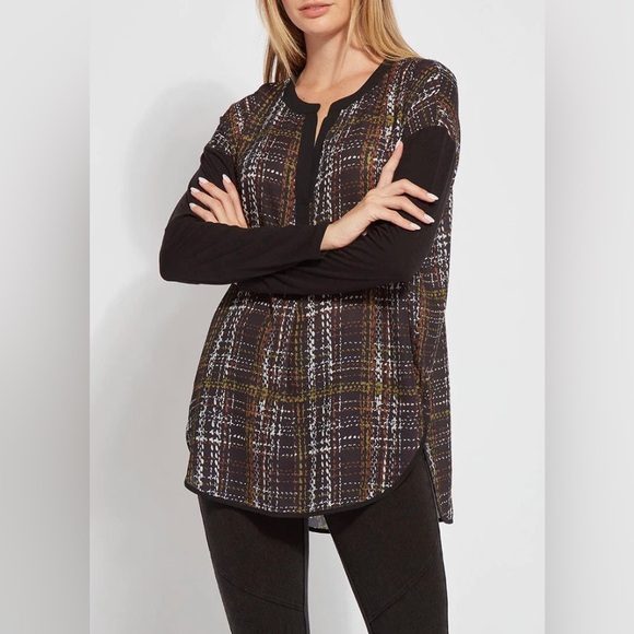 Lysse | Emily Mix Media Top | Mineral Plaid SZ S - Picture 1 of 9